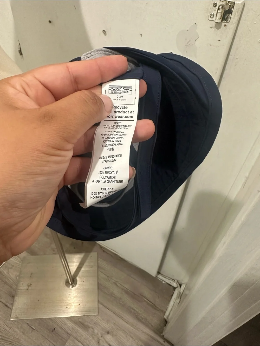 Patagonia Kids Navy Bucket Sun Hat with Chin Strap